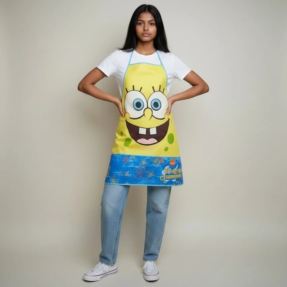 Nickelodeon SpongeBob SquarePants Yellow Blue Wipeable Bib Kitchen Apron Graphic